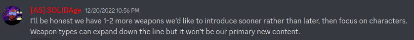 Quote of SOLIDAge about new weapons in Wayfinder.